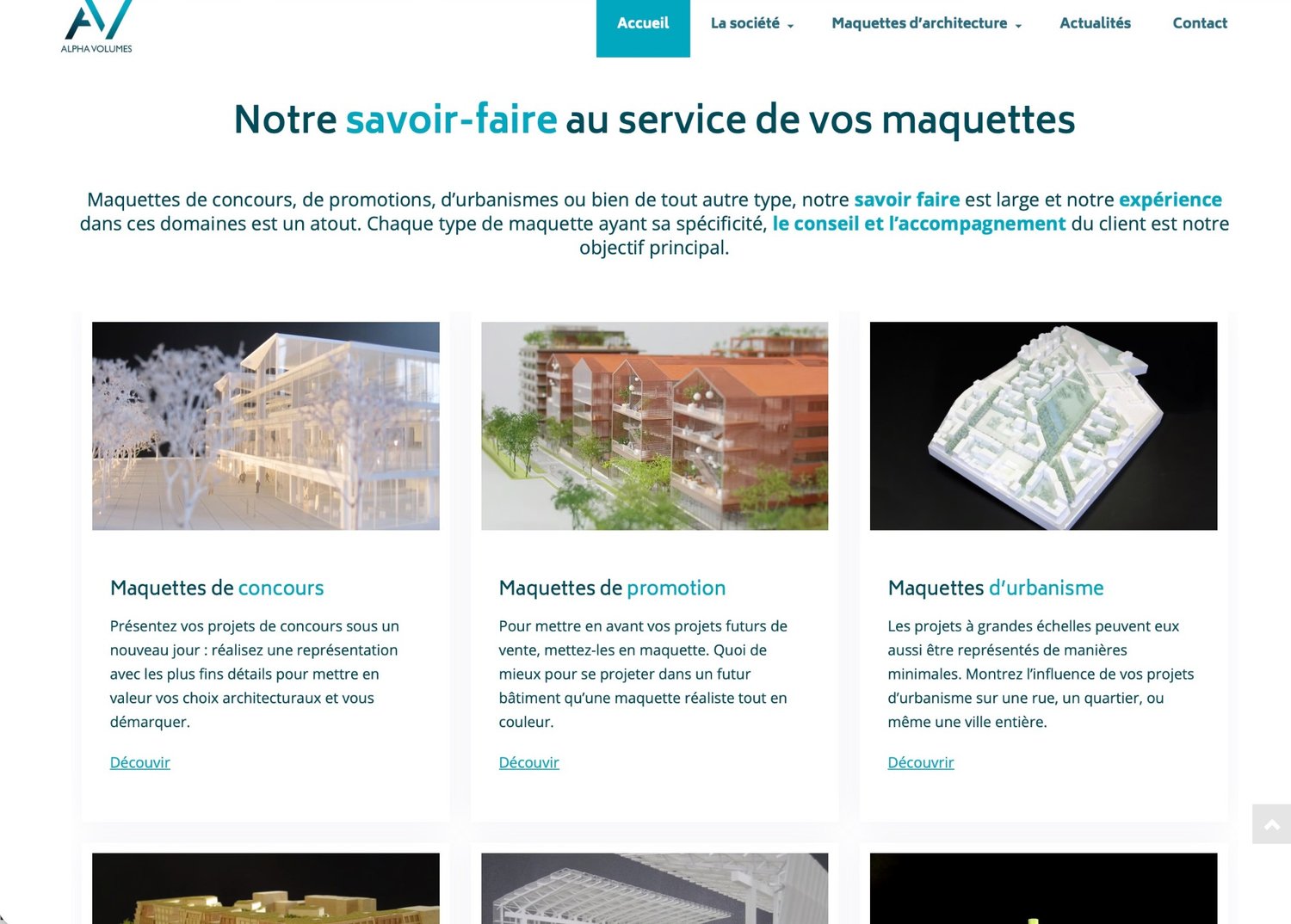 Aperçu du site Alpha Volumes réalisé par ACMA Productions